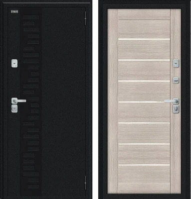 Дверь Браво Thermo Техно Д2/BChrome Букле черное/Cappuccino Melinga